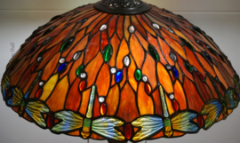 5466 * Tafellamp Tiffany H56cm Ø45cm  Red Glass Dragonfly