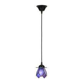 8188 Hanglamp Textielsnoer Zwart met Tiffany Kap Ø13cm Blue Lotus