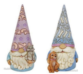 Gnome With Cat & Gnome with Dog H14cm - Set van 2 Jim Shore beelden *