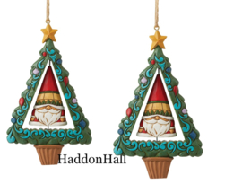 Gnome fot The Holidays Set van 2 Jim Shore Hanging Ornaments 6011379 *