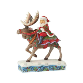 Santa Riding Moose  23cm Jim Shore Kerstman 6004133 retired  laatste exemplaren *