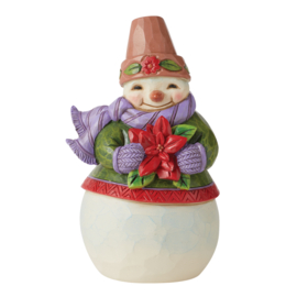 Snowman with Poinsetta Pint Sized H13cm Jim Shore 6011482 * Retired