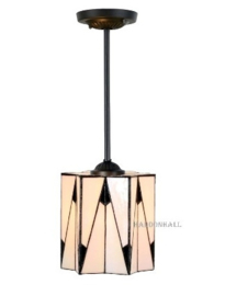 8409 Pendant Zwart met Tiffany kap Ø20cm French Art Deco