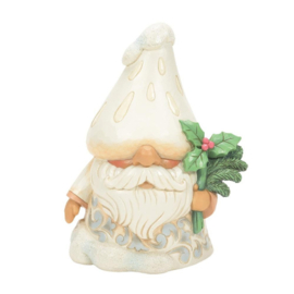 White Woodland Gnome with Mushroom Hat H13cm Jim Shore 6012681 , pre-order