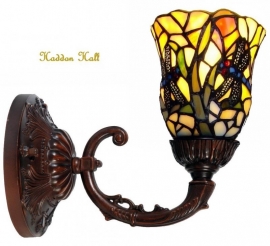 9920 * Wandlamp Bruin met Tiffany kapje Ø12cm  Libelle motief