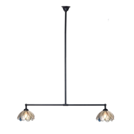 8206 Hanglamp Zwart B90cm met 2 Tiffany kappen Ø21cm Sparkling Rose