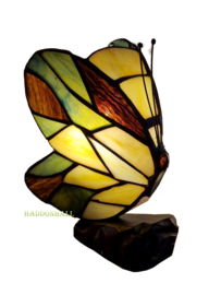 LT1204 * Set van 3 Tiffany lamp H17cm Oranje - Rood & Groen  Butterfly