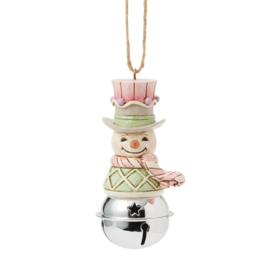Pastel Snowman on Bell Ornament H12cm Jim Shore 6017027