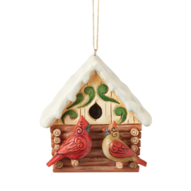 Cardinals Log Cabin Birdhouse Ornament H10cm Jim Shore 6017040
