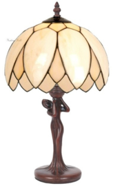 5135 * Tafellamp Jugendstil H45cm met Tiffany kap Ø26cm Lelie