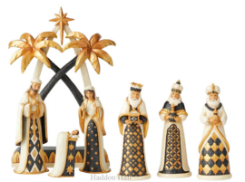 "Black & Gold " Nativity 7-delig  H27cm Jim Shore Kerststal Kerstgroep. uitverkocht
