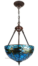 9336BL * Hanglamp H126cm met Tiffany kap Ø31cm Dragonfly Blue