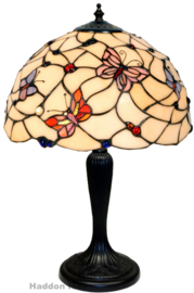 770 Tafellamp Zwart H45cm met Tiffany kap Ø30cm Pink Butterfly