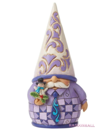 Gnomes Purple - Set van 4 - Holding Mug ,Santa , Snowman & Cardinal retired *