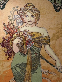 Alphonse Mucha Wandkleed gobelin geweven 150 x 68 cm  Lente