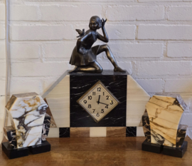 Art Deco Klok Ca1925 Frankrijk 3-delig