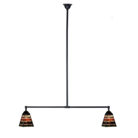 8117 ' Hanglamp Zwart B90cm met 2 Tiffany kappen 13x13cm Industrial