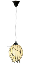 8175 * Hanglamp Textielsnoer Zwart met Tiffany kap Ø22cm Nature