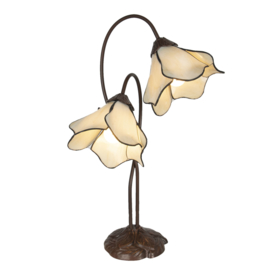 6048 * Bureaulamp Tafellamp Tiffany H57cm Wit Flower