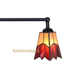 8221 Hanglamp Zwart B90cm met 2 Tiffany kappen 10x10cm Kievitsbloem