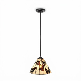 8264 Pendant Zwart met Tiffany kap Ø30cm Gingko