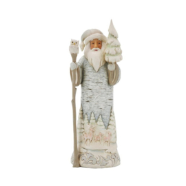 White Woodland Birch Bark Santa with Tree H20cm Jim Shore 6012677 ,  retired *