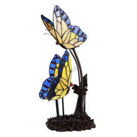 6229 Tafellamp Tiffany H47cm Blue Butterflies in Love