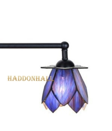 8188 Hanglamp Zwart B90cm met 2 Tiffany kappen Ø13cm Blue Lotus