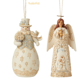 Holiday Lustre - Sowman & Angel - Set van 2 Hanging Ornament - Jim Shore retired *