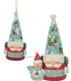 Gnome with Snowbuddy & Gnome Hanging Ornament - Set van 2 - Jim Shore , retired *