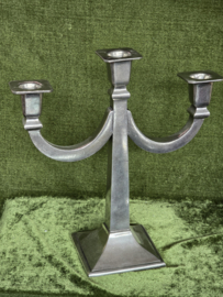 Zilvertin Kandelaar 3-knop H29cm