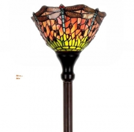 8827 * Vloerlamp H175cm met Tiffany kap Ø25cm Red Green Dragonfly