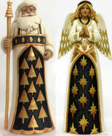 "Black & Gold Santa & Angel" Set van 2 Jim Shore beelden retired , laatste set *