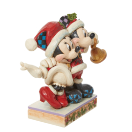 Mickey and Minnie Mouse Santa "Jingle Bells" H15cm Jim Shore 6013058 , retired, laatste exemplaren *