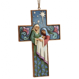 Cross Shaped with Holy Family Scene Ornament uit 2016! H10cm Jim Shore 4055129