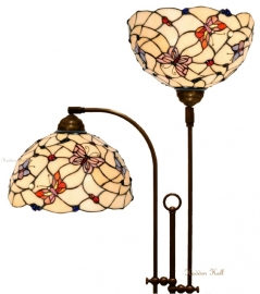 770 * Vloerlamp Half Rond met 2 Tiffany kappen Ø30cm Pink Butterfly