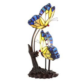 6229 Tafellamp Tiffany H47cm Blue Butterflies in Love