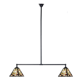 7791 ' Hanglamp Zwart B90cm met 2 Tiffany kappen 21x21cm Falling Water