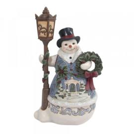 Victorian Snowman with Lampost H24cm Jim Shore 6009494 retired