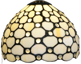 5879 * Tafellamp Tiffany H37cm Ø20cm Creme Pearl