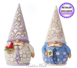 Gnomes - Set van 2 - Holding Cardinal & Holding Coffee Mug retired *