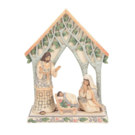 White Woodland Nativity Family H20cm Set van 4 Jim Shore 6012688 retired *