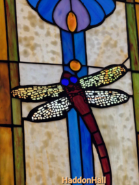 6058  Voorzetraam Tiffany 73x25cm Dragon Flies retired