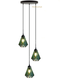 8114 Rozet Ø25cm met 3 Tiffany kappen Ø16cm Arata Green - Hanglamp