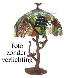 6130 *Tafellamp Tiffany H60cm met Tiffany kap Rond Ø40cm Birds Love Grapes