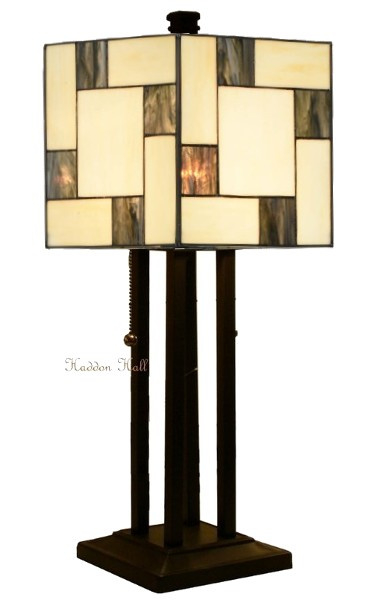 8157 Tafellamp H62cm met Tiffany kap 24x24cm Mondriaan