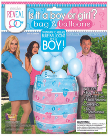 Gender Reveal Surprise Bag XL met ballonnen Boy or Girl