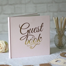 Guest Book met harde kaft (zilver/wit)