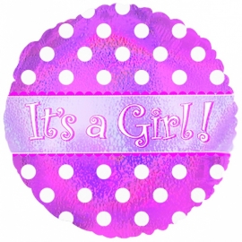 "It's a Girl Dots Holographic" folie ballon (leeg!)