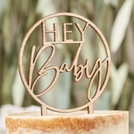"Hey Baby" houten cake topper